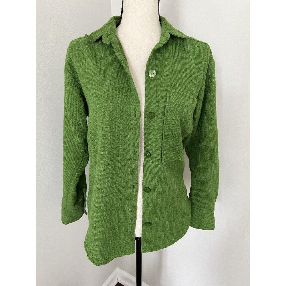 Abercrombie Bright Green Textured Button Down XS - Picture 1 of 8